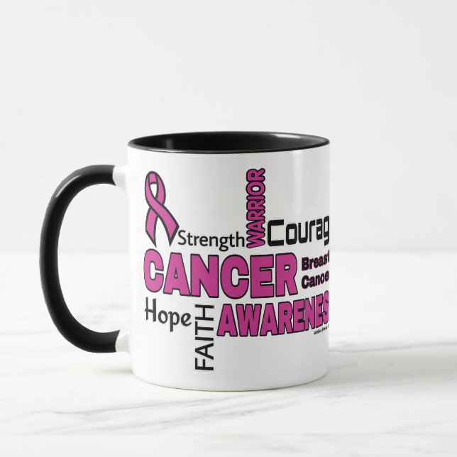 Caneca Palavras...Câncer de Mama (Esquerda)