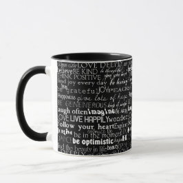 Caneca Palavras Inspirativas Pretas e Brancas