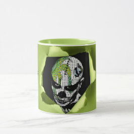 Caneca Palhaço Assombrado Mostrado através do Buraco Rasp