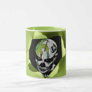 Caneca Palhaço Assombrado Mostrado através do Buraco Rasp
