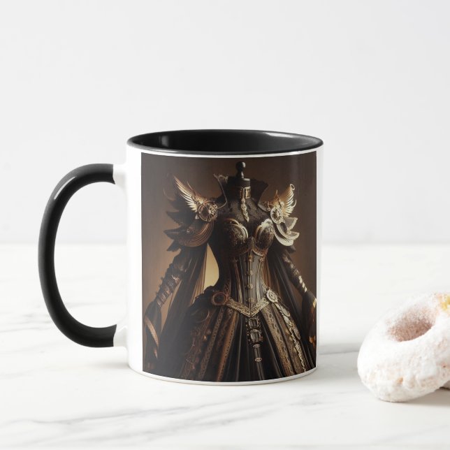 Caneca Palhaço de Impressão Dourada e Negro Vitoriano Ste (Com Donut)
