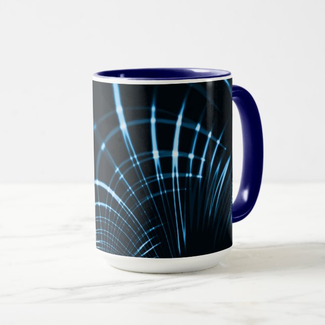 Caneca Palhetas vivas curvas ou espinhos de azul real (Frente Esquerda)