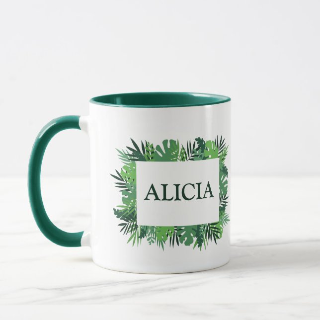 Caneca Palma tropical deixa nome personalizado do quadro (Esquerda)