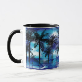 Caneca Palmas Moody - Mug de praia tropical azul roxa