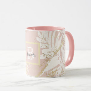 Caneca Palmeira-rosa deixa monograma dourado