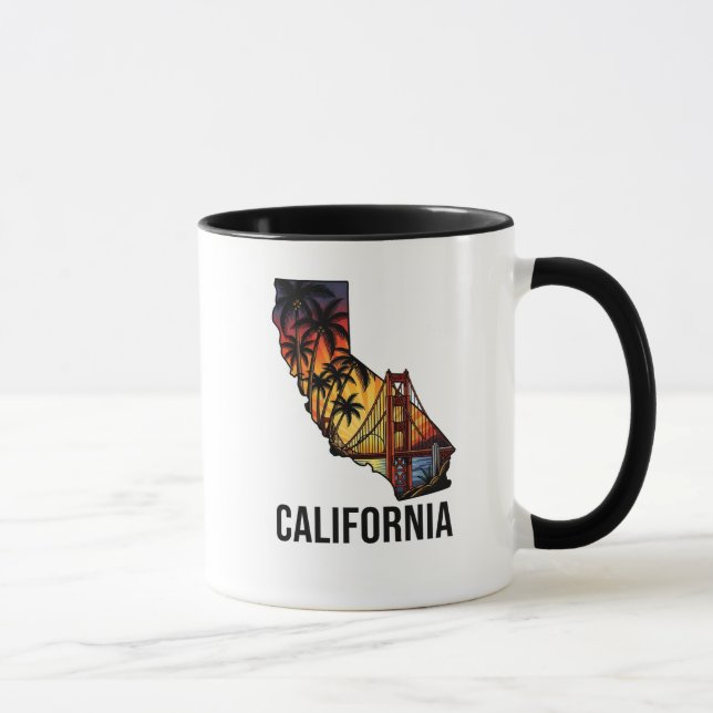 Caneca Palmeiras do Estilo de Tatuagem do Estado da Calif (Direita)