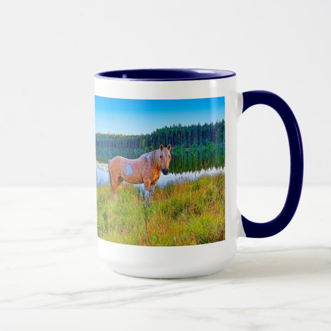 Caneca Palomino Pinto por Lago e Cena Florestal (Direita)