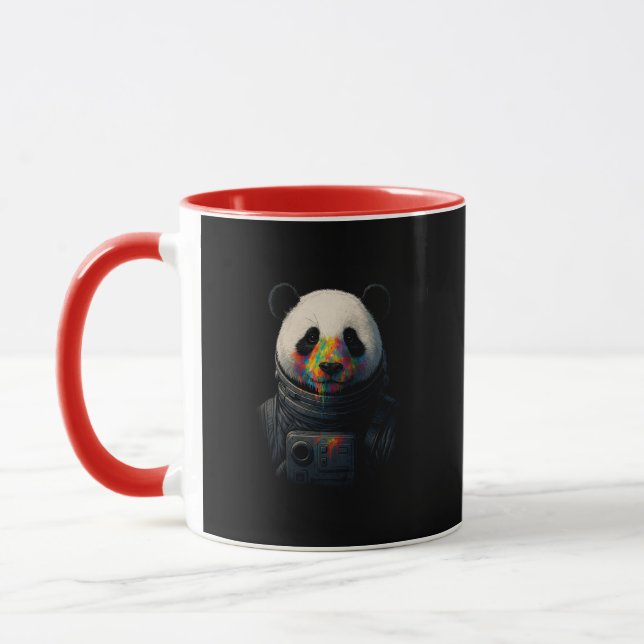 Caneca Panda Astronauta com Salpico de Tinta Neon  (Esquerda)