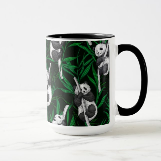Caneca Panda cubs on dark green (Direita)