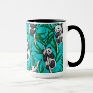 Caneca Panda cubs on turquoise