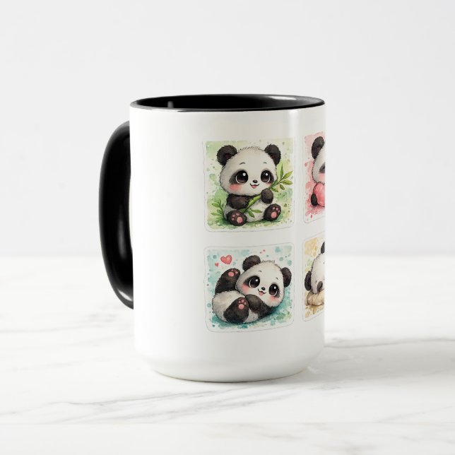 Caneca Panda Fofo Estética Aquarela (Frente Esquerda)