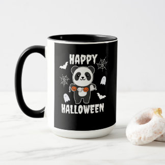 Caneca Panda Happy Halloween Pumpkin Bat Costume