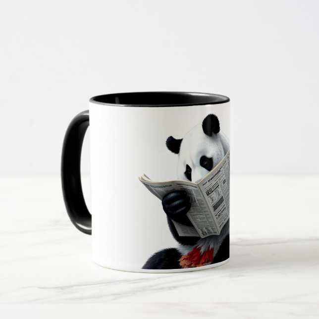 Caneca Panda lendo jornal (Frente Esquerda)