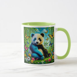 Caneca Panda mignon dans un jardin de bambous.
