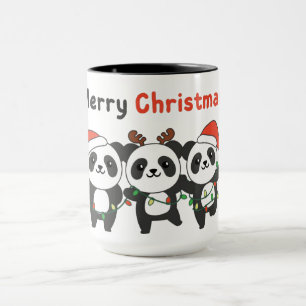 Caneca Panda Natal Animais Pandas Feliz Natal