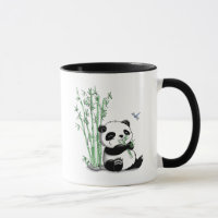 Panda que come o bambu