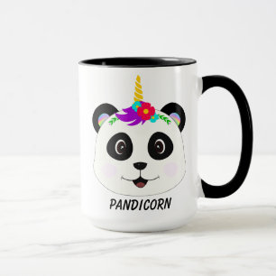 Caneca Panda Unicórnio Branco Bonito