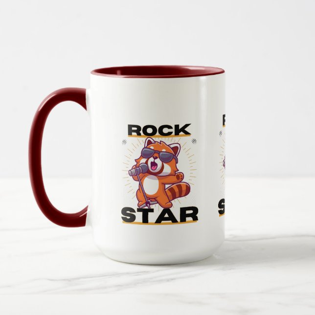 Caneca Panda Vermelha: Rock Star (Esquerda)
