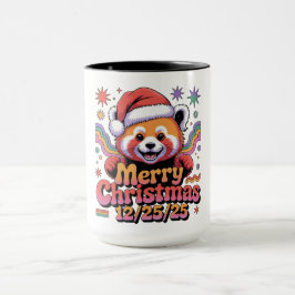Caneca Panda Vermelho Feliz Natal 12/25/25