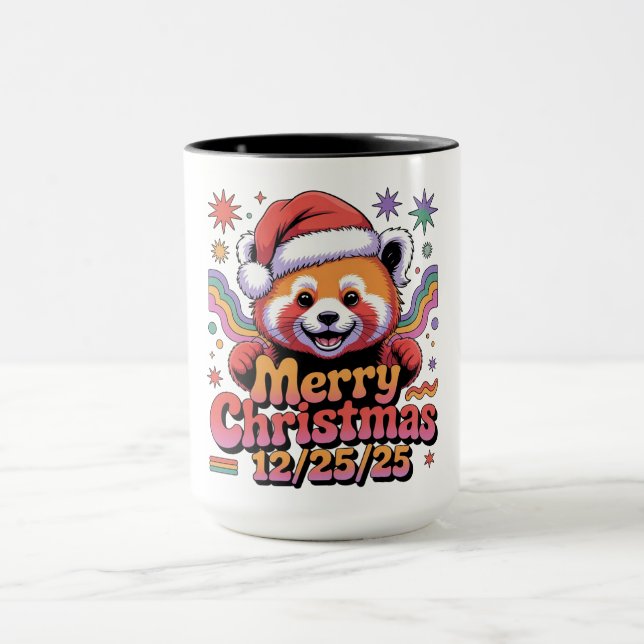 Caneca Panda Vermelho Feliz Natal 12/25/25 (Centro)