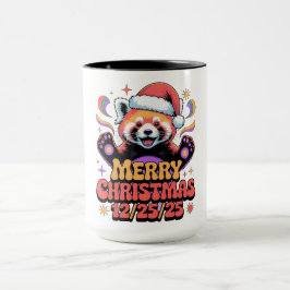 Caneca Panda Vermelho Feliz Natal 12/25/25