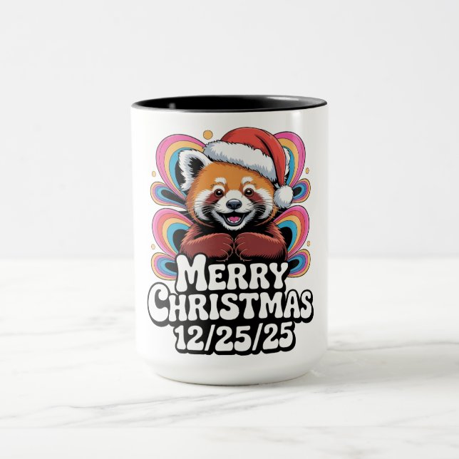 Caneca Panda Vermelho Feliz Natal 12/25/25 (Centro)