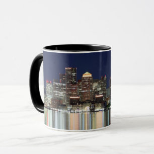 Caneca Panorama da noite de Boston
