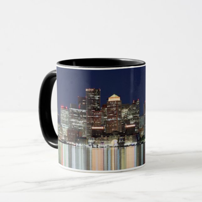 Caneca Panorama da noite de Boston (Frente Esquerda)