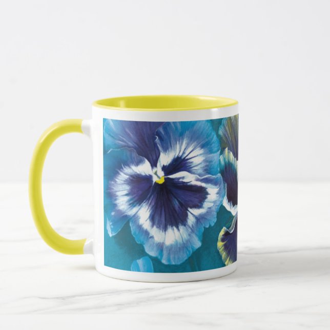 Caneca Pansies de pintura floral de arte fina (Esquerda)
