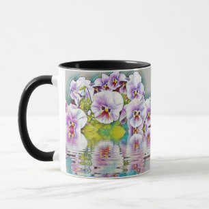 Caneca Panteras brancas roxas cor-de-rosa perto da Aquare