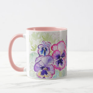 Caneca Panteras Liláticas Roxas Mauve Watercolor Paintin