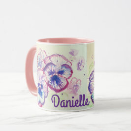 Caneca Panteras Pansíveis Flores Roxas Mães Rosa