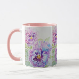 Caneca Panteras roxas Pintura aquarela Mug rosa