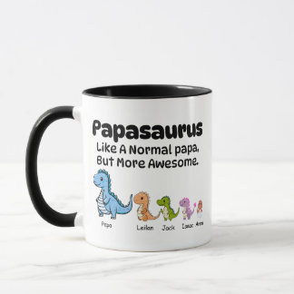 Caneca Papa Mug Personalizado, Papasauro Dinossauro 4 Cri