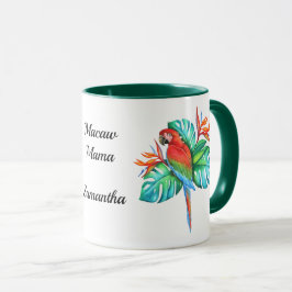 Caneca Papagaio Exótico Tropical Macaw Personalizado