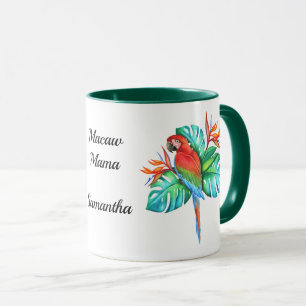 Caneca Papagaio Exótico Tropical Macaw Personalizado