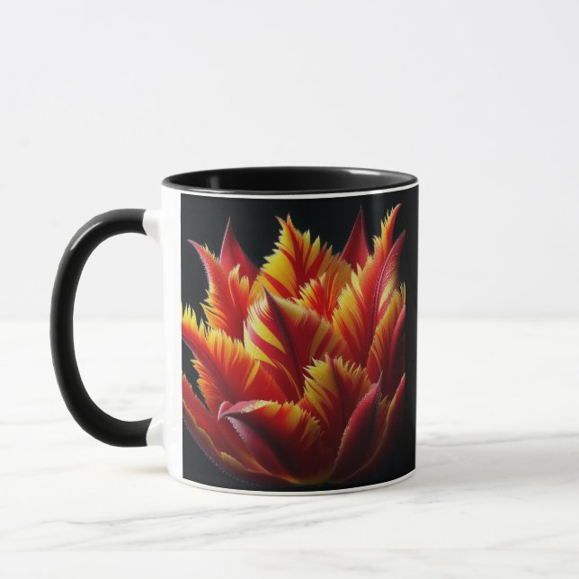Caneca Papagaio Tulip Floral Vermelho e Amarelo (Esquerda)