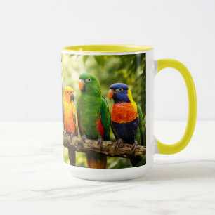 Caneca Papagaios Coloridos na Natureza