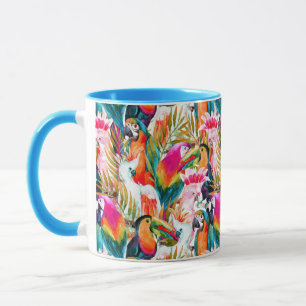 Caneca Papagaios & folhas de palmeira