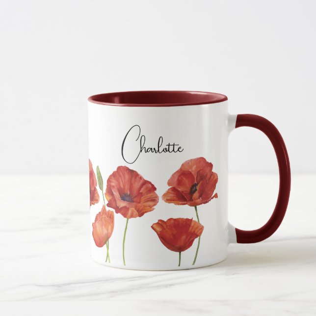 Caneca Papagaios vermelhos Aquarela Agosto Flores de Nasc (Direita)