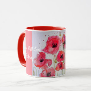 Caneca Papagaios vermelhos Aquarela Nome das damas Mug Sc