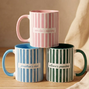 Caneca Papai e Mamãe Anúncio de Bebê com Listras Person