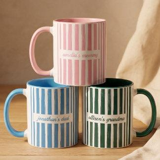 Caneca Papai e Mamãe | Anúncio de Bebê com Listras Person