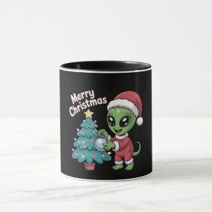 Caneca Papai Noel Alien Fofo Natal Divertido Férias