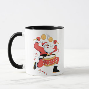 Caneca Papai Noel Baterista Engraçado Natal Feio Bateria