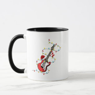 Caneca Papai Noel de Guitarra Elétrica Música Natal Amant