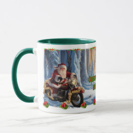 Caneca Papai Noel de Motocicleta em uma Café de Cerâmica