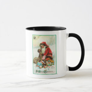 Caneca Papai noel do Feliz Natal que embala brinquedos em