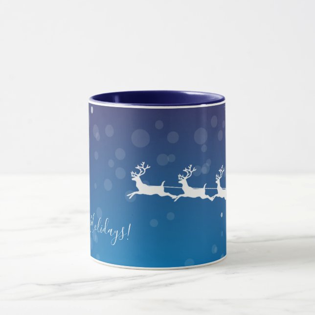 Caneca Papai Noel e Renas - Natal Azul (Centro)