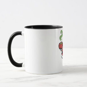 Caneca Papai Noel engraçado de Natal segurando uma bebida